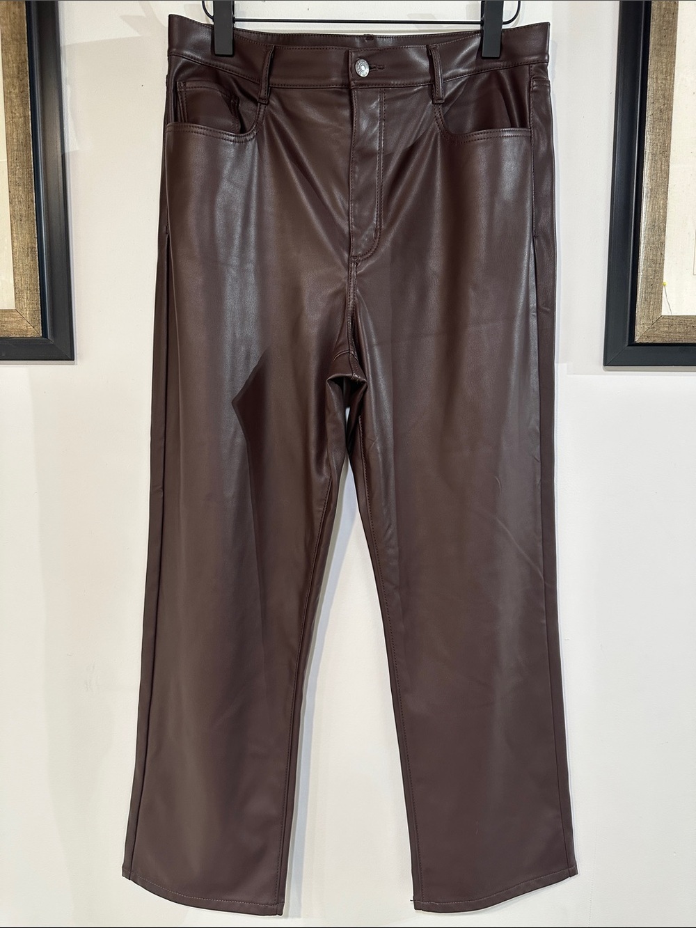 LOFT Brown Faux Leather Pants